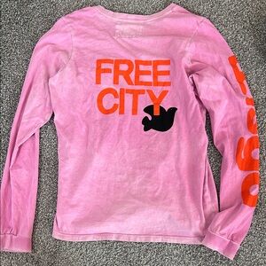 Freecity Pink and Orange Graphic Long Sleeve Tee